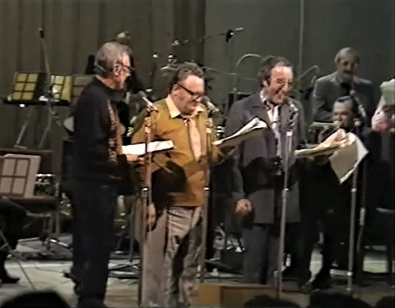 The Last Goon Show Of All. Image shows left to right: Eccles (Spike Milligan), Neddie Seagoon (Harry Secombe), Bluebottle (Peter Sellers). Credit: BBC