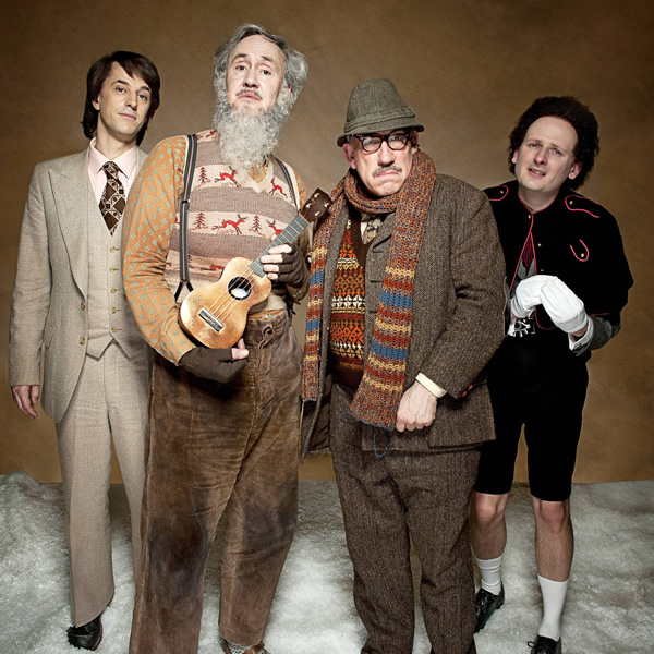 This Is Jinsy. Image shows from L to R: Sporall (Chris Bran), Man With No Nameworm (Nigel Planer), Threcker (Simon Callow), Maven (Justin Chubb). Copyright: The Welded Tandem Picture Company