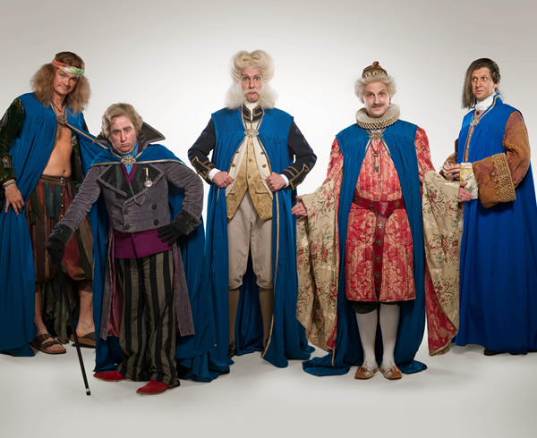 Yonderland. Image shows from L to R: Simon Farnaby, Jim Howick, Mathew Baynton, Ben Willbond, Laurence Rickard. Copyright: Working Title Films