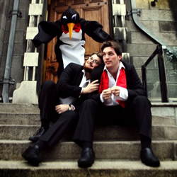 A Betrayal Of Penguins: Don't Run With Scissors. Image shows from L to R: Ross Dungan, Matthew Smyth. Copyright: Phil McIntyre Entertainment