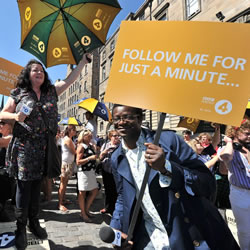 Image shows from L to R: Janey Godley, Stephen K Amos. Copyright: BBC