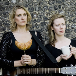 The Aspidistras - Secret Breakfast Gig. Image shows from L to R: Maria Hodson, Gerardine Coyne. Copyright: London Weekend Television