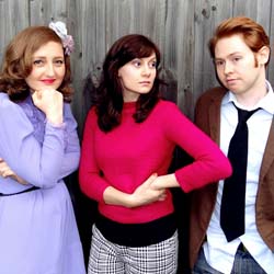 The Cloud Girls and Ryan Withers - Free. Image shows from L to R: Madeleine Culp, Jennifer Carnovale, Ryan Withers. Copyright: BBC