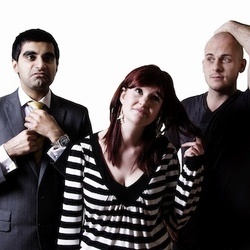 Gags, Songs and Bombs - Free!. Image shows from L to R: Tez Ilyas, Kate Lucas, Gary Tro. Copyright: BBC