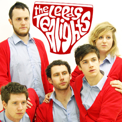 The Leeds Tealights: Animals with Jobs. Image shows from L to R: Ed Smith, Jack Barry, Pete Starr, Patrick Turpin, Annie McGrath. Copyright: Komedia Entertainment / Smooth Operations