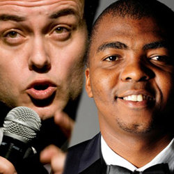 Barely Legal: The 18-Year-Old Democracy. Image shows from L to R: Dave Levinsohn, Loyiso Gola. Copyright: BBC