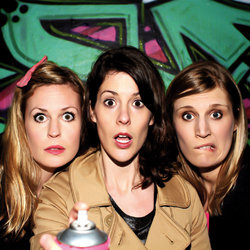 The Boom Jennies: Mischief. Image shows from L to R: Lizzie Bates, Catriona Knox, Anna Emerson