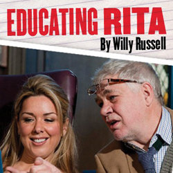 Educating Rita. Image shows from L to R: Claire Sweeney, Matthew Kelly. Copyright: Tern TV Productions