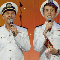 BBC Radio 1's Fun and Filth Cabaret. Image shows from L to R: Scott Mills, Nick Grimshaw