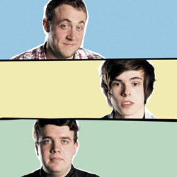 AAA Stand-Up. Image shows from L to R: Tom Toal, Rhys James, Joe Wells. Copyright: Celador Productions