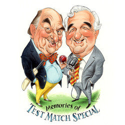 Blofeld and Baxter - Memories of Test Match Special. Image shows from L to R: Henry Blofeld, Peter Baxter. Copyright: Tiger Aspect Productions