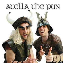 Atella the Pun. Image shows from L to R: Leo Kearse, Darren Walsh. Copyright: Brown Eyed Boy / Kudos Productions