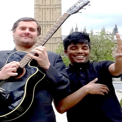 Political Power Chords. Image shows from L to R: Gwilum Argos, Don Biswas