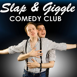 Slap and Giggle Comedy Club. Image shows from L to R: Sid Wick, James Bennison