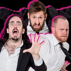 Aunty Donna. Image shows from L to R: Mark Bonanno, Broden Kelly, Zachary Ruane. Copyright: Channel X