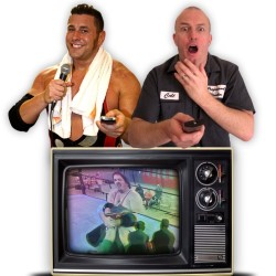 Brendon Burns and Colt Cabana Sit in a F*cking Yurt at 11pm and Provide Comedy and Commentary to Bad Wrestling Matches. Image shows from L to R: Colt Cabana, Brendon Burns. Copyright: North One Television