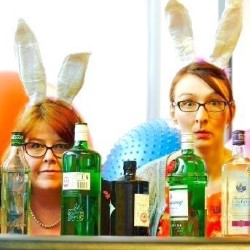 The Ukeladeez - Gin Bunnies Free Festival. Image shows from L to R: Lj Cook, Carys Lewis