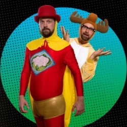 Captain Cauliflower And Marvin The Mischievous Moose. Image shows from L to R: Neil Frost, Dan Lees