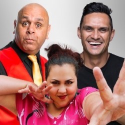 Aboriginal Comedy Allstars. Image shows from L to R: Stephanie Tisdell, Kevin Kropinyeri, Andy Saunders