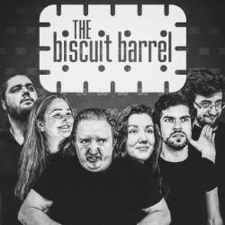 Biscuit Barrel: Double Stuffed. Image shows from L to R: Thomas House, Capriella Hooper, Alex Denley Spencer, Zoë Quilter, James Horscroft, Daryl Reader