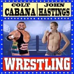 Colt Cabana and John Hastings Do Comedy and Commentary to Bad Wrestling Matches. Image shows from L to R: Colt Cabana, John Hastings