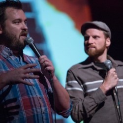 Found Footage Festival: Volume 9. Image shows from L to R: Joe Pickett, Nick Prueher