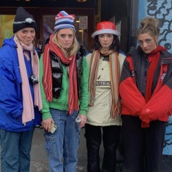 1 Tent, 4 Girls. Image shows left to right: Alice Bebber, Evie Cooper, Ella Hakin, Bethan Owen