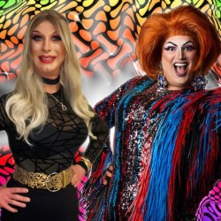 Angela Bra and Aunty Ginger's Drag-A-Do!. Image shows left to right: Angela Bra, Aunty Ginger