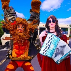 Beautiful Night & Loser Lion Party Bus. Image shows left to right: Jackie Skinner, Kym Priess