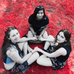 B*tch Circle. Image shows left to right: Sofia May, Sepideh Kaav, Abi Mohanty