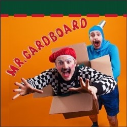 Mr Cardboard. Image shows left to right: Miles Calderon, Levi Meltzer