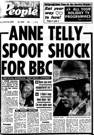 Sunday People, 31st December 1978: Anne Telly Spoof Shock For BBC