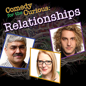 Comedy for the Curious: Relationships. Image shows from L to R: Seann Walsh, Robyn Perkins, Mark Silcox