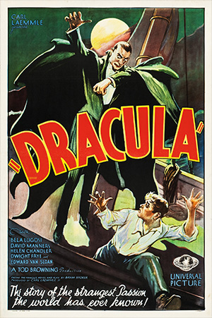 Poster for the 1931 feature Dracula, starring Bela Lugosi. Credit: Universal Pictures