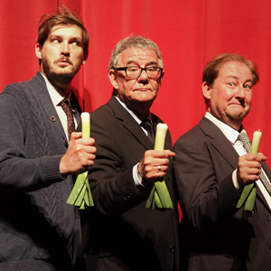 The Goon Show 2018 tour - Spike Milligan, Peter Sellers, Harry Secombe. Image shows from L to R: Colin Elmer, Julian Howard, Clive Greenwood