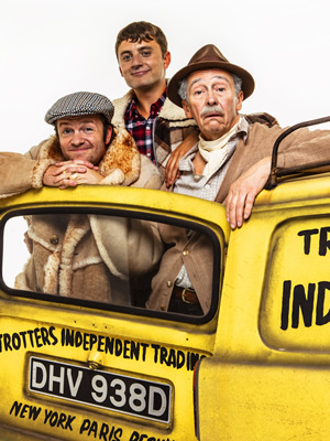 Only Fools And Horses - The Musical. Image shows from L to R: Tom Bennett, Ryan Hutton, Paul Whitehouse