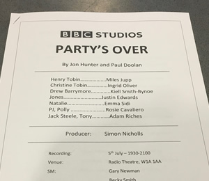 Party's Over script. Copyright: BBC