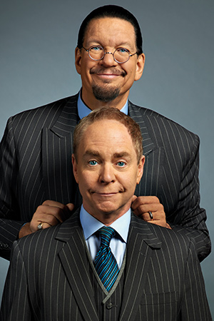 Penn & Teller. Image shows from L to R: Penn Jillette, Teller