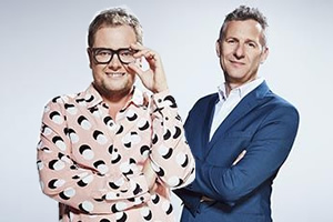 Image shows from L to R: Alan Carr, Adam Hills