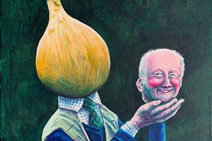 Olaf Falafel, Mr Onion and his Prize Winning Graham, Acrylic on Canvas, 40 x 30 cm, 2019. Copyright: Olaf Falafel