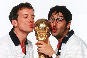 Fantasy Football. Image shows from L to R: Frank Skinner, David Baddiel. Copyright: Avalon Television