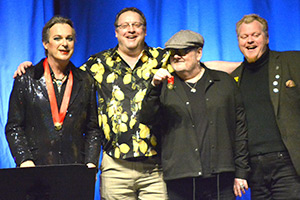 Bath Comedy Festival 2023. Image shows left to right: Julian Clary, Nick Steel, Ian Shaw, Jem Roberts