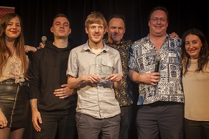 Bath New Act Competition 2019. Image shows from L to R: Chelsea Birkby, Martin Durchov, David Eagle, Geoff Whiting, Nick Steel, Elaine Sosna. Copyright: Lloyd Ellington