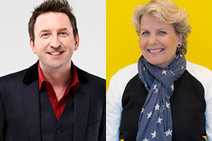 Image shows from L to R: Lee Mack, Sandi Toksvig