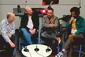 Big Comedy Conference 2023. Image shows left to right: Dave Cohen, David Flynn, Jon Holmes, Rajiv Karia