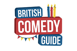 British Comedy Guide's logo with candles and bunting