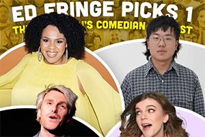 Edinburgh Fringe Picks 2024: Volume 1. Image shows left to right: Desiree Burch, Trygve Wakenshaw, Lauren Pattison, Aaron Chen