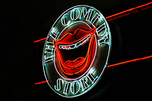 The Comedy Store's neon sign in Soho