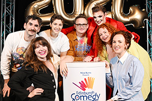 Edinburgh Comedy Awards 2024. Image shows left to right: Josh Glanc, Natalie Palamides, Sarah Keyworth, Chris Cantrill, Reuben Kaye, Amy Gledhill, Catherine Bohart