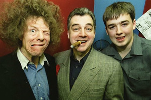 Image shows from L to R: Dave Kear, Dave Perkin, Jason Manford. Copyright: Frog And Bucket